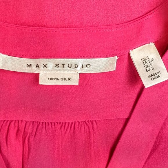Max Studio Magenta Pink Silk Sleeveless Blouse - Picture 4 of 5